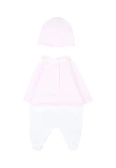 Balmain Pink Babygrow Set For Baby Girl With Maze In Pink