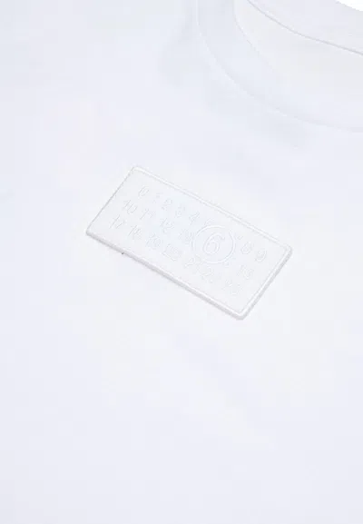 Mm6 Maison Margiela T-shirt In Jersey Con Patch Numeric Logo In White