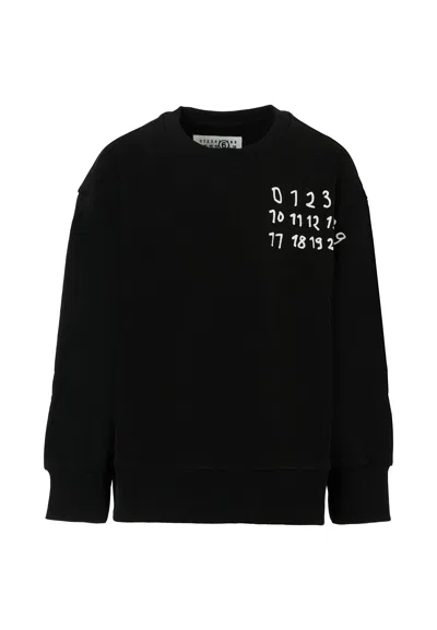 Mm6 Maison Margiela Kids Sweatshirt With Logo Print In Black