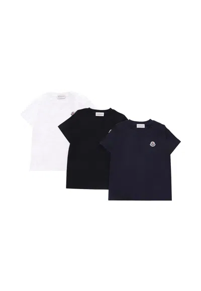 Moncler Multicolor T-shirt Set For Boy With Logo In Blue