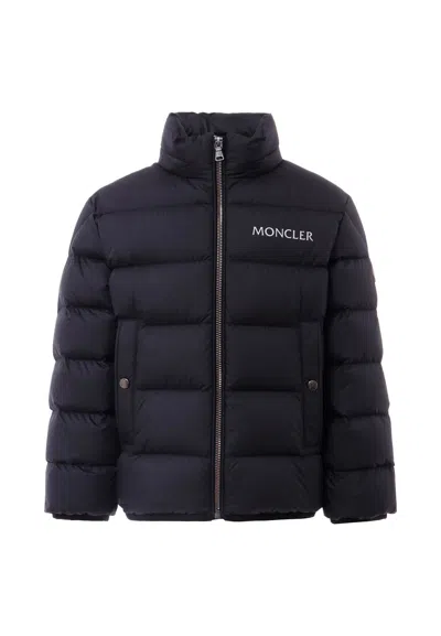 Moncler Black Bajan Down Jacket For Boy With Logo In Black