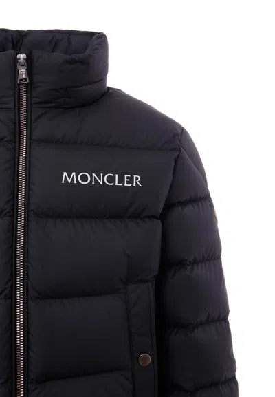 Moncler Black Bajan Down Jacket For Boy With Logo In Black