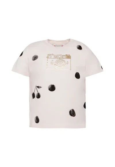 Bonpoint Thida T-shirt With Polka Dot Print In Organic Cotton In White