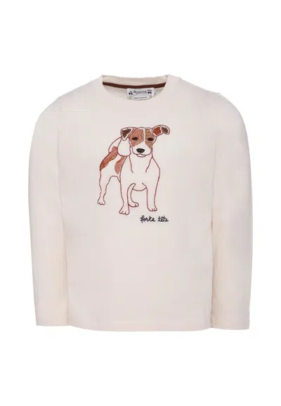 Bonpoint Ivory T-shirt For Boy With Dog In White