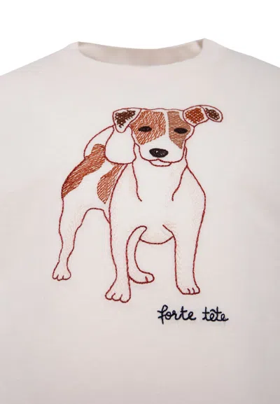 Bonpoint Ivory T-shirt For Boy With Dog In White