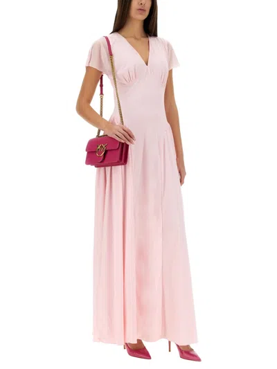 Rotate Birger Christensen Rotate Birgerchristensen Long Dress With Drape In Pink