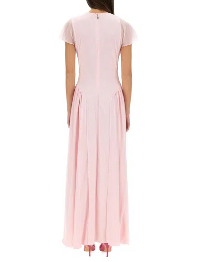 Rotate Birger Christensen Rotate Birgerchristensen Long Dress With Drape In Pink