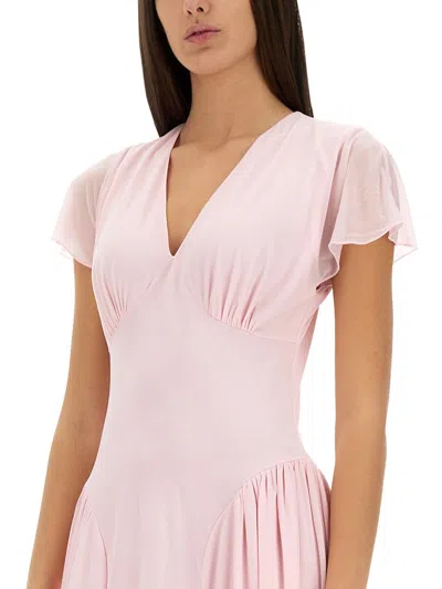 Rotate Birger Christensen Rotate Birgerchristensen Long Dress With Drape In Pink