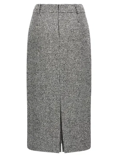 Ermanno Scervino Houndstooth Sheath Longuette Skirt With Back Split In Gray