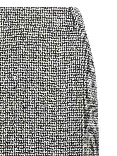 Ermanno Scervino Houndstooth Sheath Longuette Skirt With Back Split In Gray