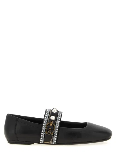 Pinko Leather Ballerinas In Black