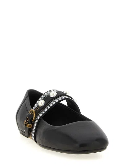 Pinko Leather Ballerinas In Black