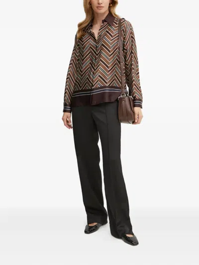 Luisa Spagnoli Geometric-pattern Collared Shirt In Brown