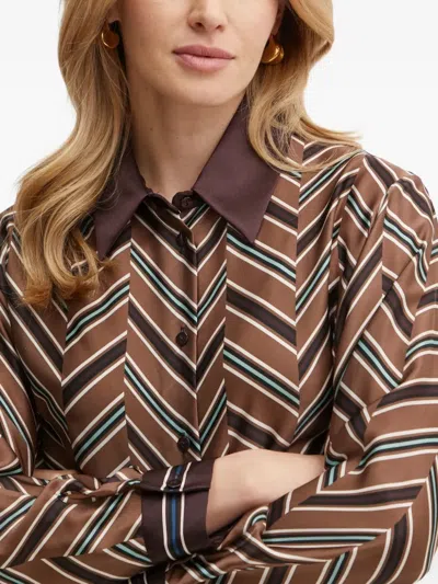 Luisa Spagnoli Geometric-pattern Collared Shirt In Brown