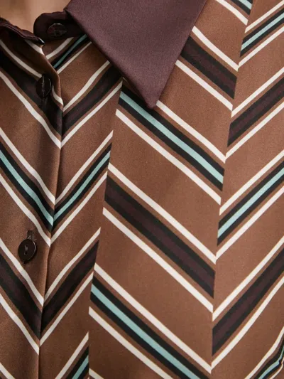 Luisa Spagnoli Geometric-pattern Collared Shirt In Brown