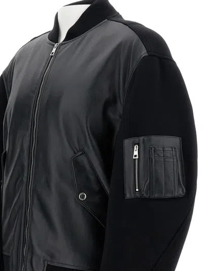 Givenchy Bomber Jacket With Leather Panels And Wool Sleeves In Black