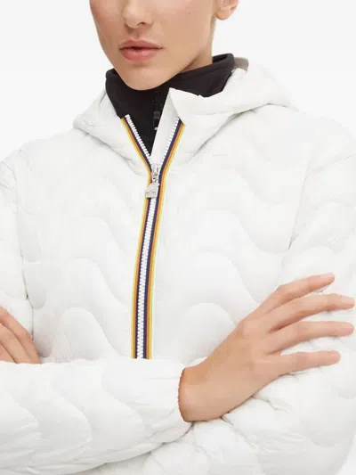 K-way Wave-pattern Hooded Jacket In White