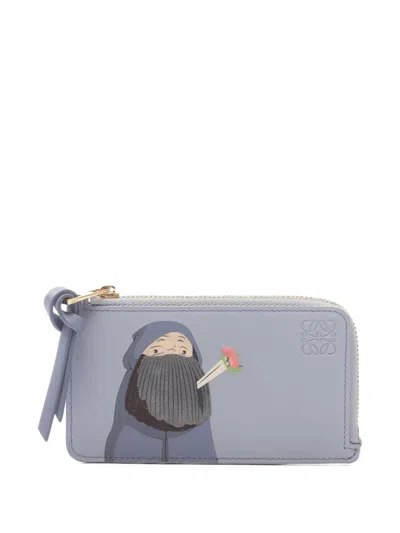 Pre-owned Loewe X Howl's Markl 2010s Graphic-print Wallet In Gray