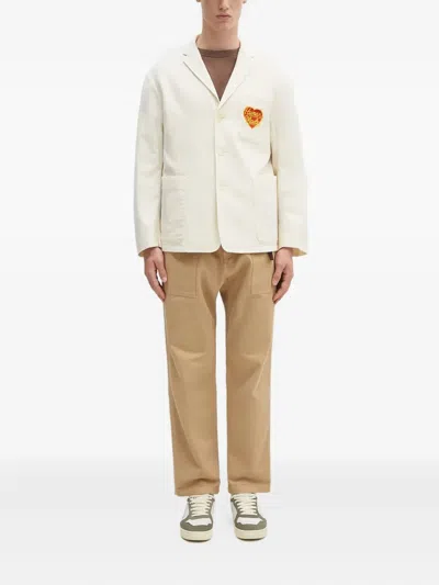 Human Made Logo-embroidered Blazer In White