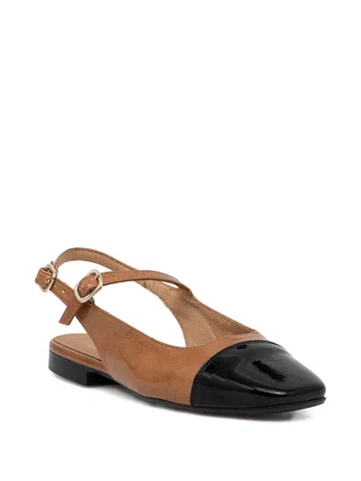 Billi Bi Slingback Cap-toe Ballet Flats In Brown