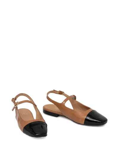 Billi Bi Slingback Cap-toe Ballet Flats In Brown