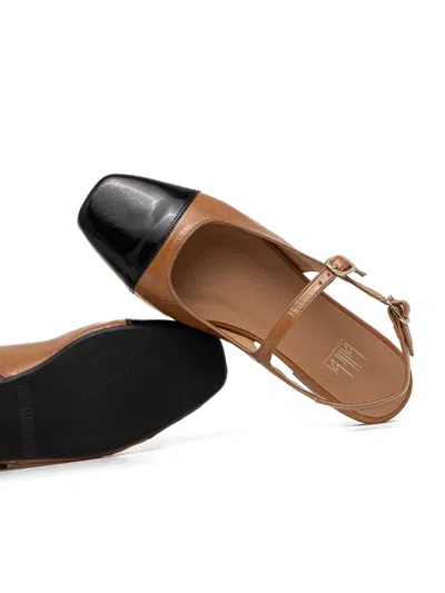 Billi Bi Slingback Cap-toe Ballet Flats In Brown