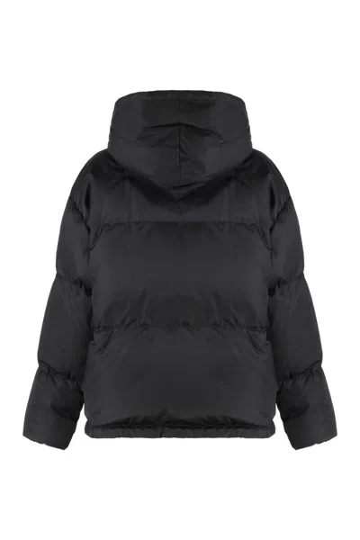 Prada Re-nylon Gabardine Hooded Down Jacket In Black