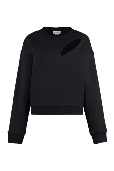 Alexander Mcqueen Cotton Crew-neck Sweatshirt In Black