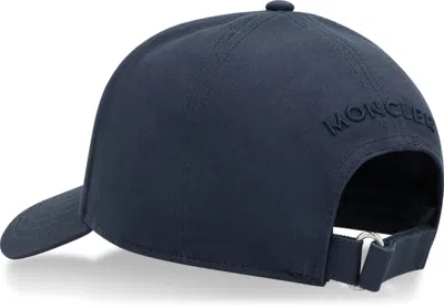 Moncler Men Cotton Gabardine Baseball Cap In Blue