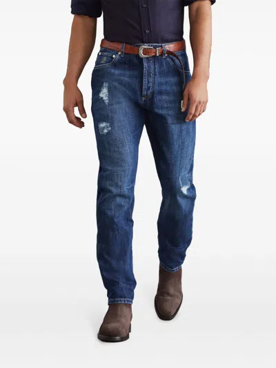 Brunello Cucinelli Distressed Denim Jeans Tears In Blue