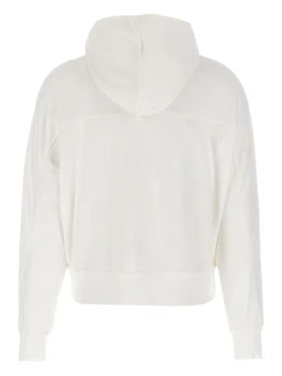 Brunello Cucinelli White Sweatshirt With Fixed Hood And Logo Patch On The Front In White