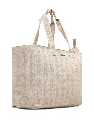 Lacoste Summer Pack Geometric-pattern Tote Bag In Neutral