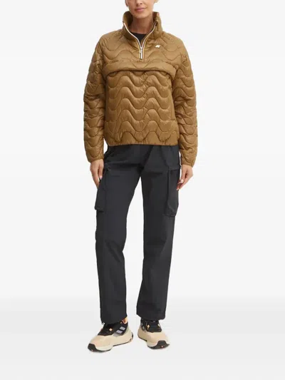 K-way Wave-pattern Padded Jacket In Brown