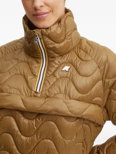 K-way Wave-pattern Padded Jacket In Brown