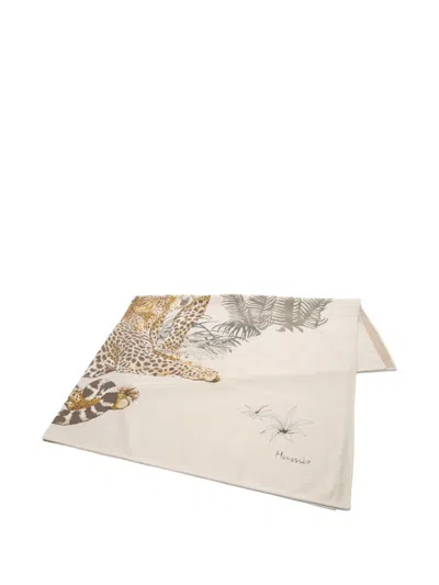 Pre-owned Hermes 2000s Jungle Love Blanket In Neutral