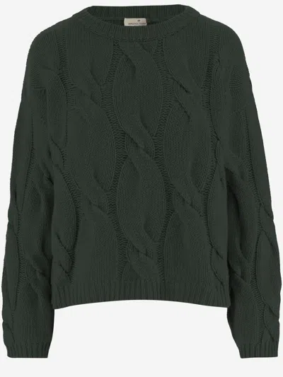 Bruno Manetti Cable-knit Crew-neck Sweater In Green