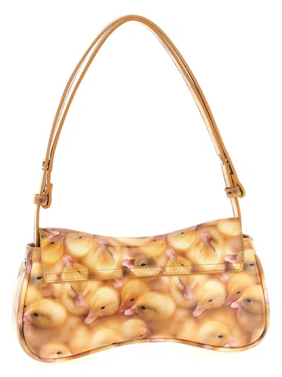 Diesel Play-glossy Clutch With Print In Gold
