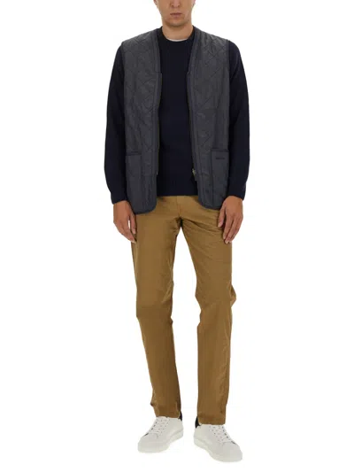 Barbour Quilted Sleeveless Vest Front Pockets In Blue