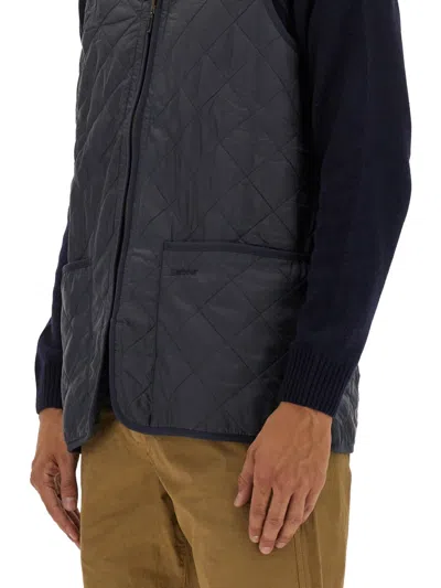 Barbour Quilted Sleeveless Vest Front Pockets In Blue