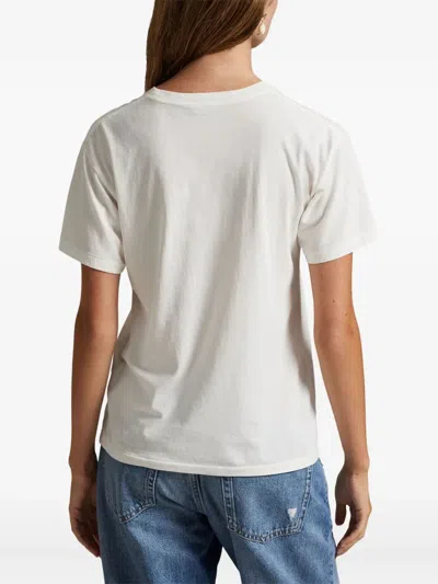 Polo Ralph Lauren Ivory Cotton Jersey T-shirt With Iconic Embroidered Polo Bear