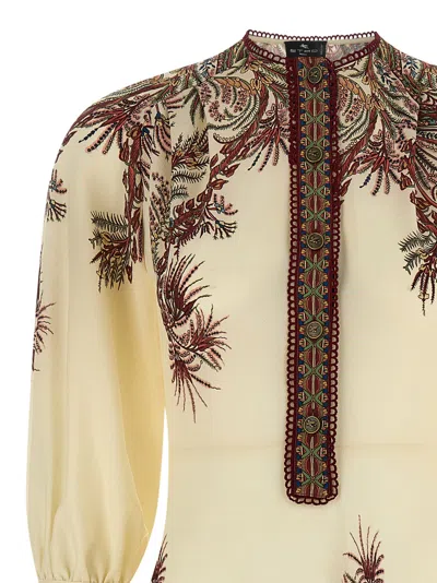 Etro Sable Midi Dress With Floral Paisley Print In Nude
