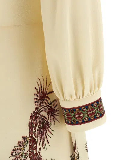 Etro Sable Midi Dress With Floral Paisley Print In Nude