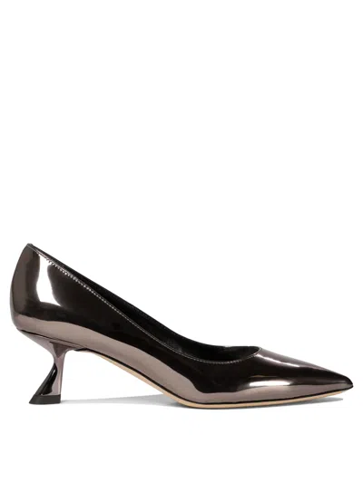 Ninalilou Pumps In Mirror Effect Leather Heeled Shoes Grey In Purple