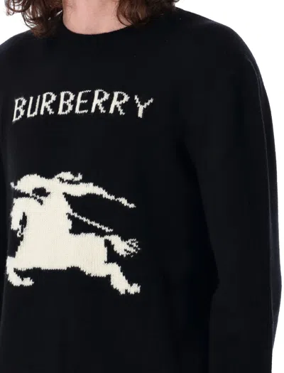 Burberry Cotton Sweater With Ekd Embroidery In Black