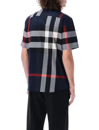 Burberry Mens Navy Ip Check Somerton Checked Regular-fit Stretch-cotton Shirt In Blue