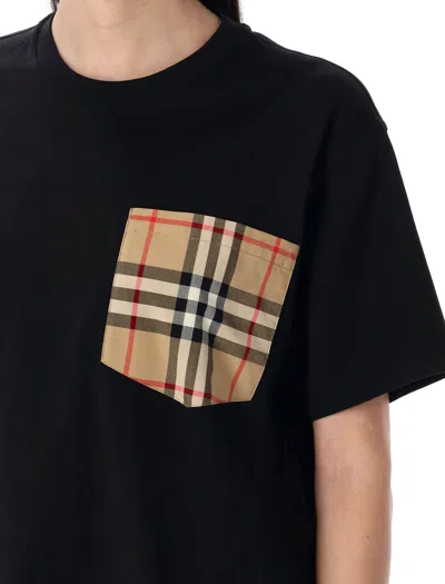 Burberry Carrick Check Pocket T-shirt In Black