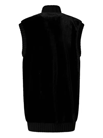 Pinko Genovese Long Faux Fur Vest In Black