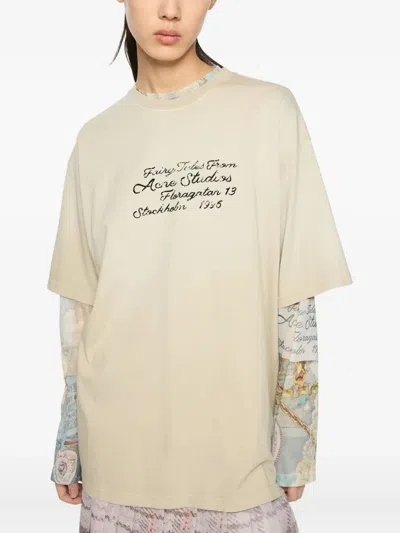 Acne Studios Graphic-print T-shirt In Neutral