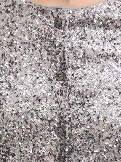 Never Fully Dressed Sequin-embellished Button-down Top In Silver