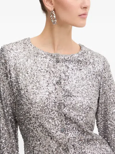 Never Fully Dressed Sequin-embellished Button-down Top In Silver